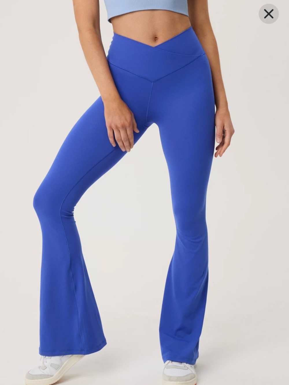 Offline By Aerie Real Me High Waisted Crossover Flare Leggings Blue Sz XS